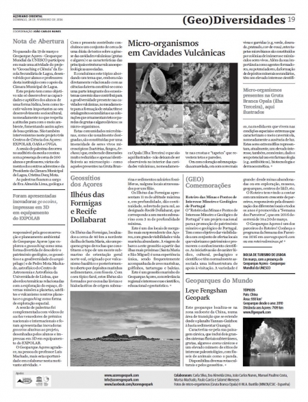 (GEO) Diversidades de 28 de fevereiro de 2016